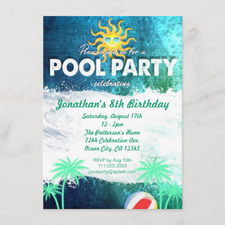 Invitación de cumpleaños del Fiesta de la piscina