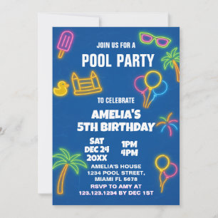 Invitación de cumpleaños del Fiesta de la piscina 