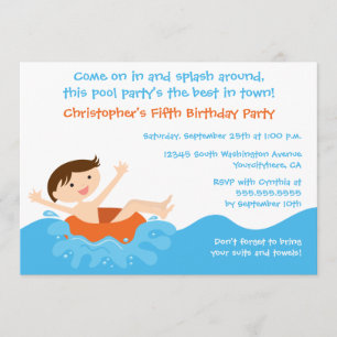 Invitación de cumpleaños del fiesta de la piscina 