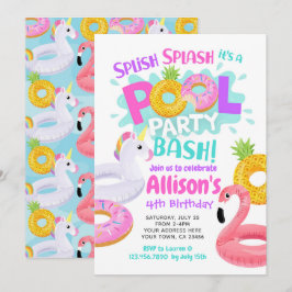 Invitación de cumpleaños del Fiesta de la piscina