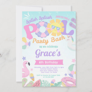 Invitación de cumpleaños del Fiesta de la piscina