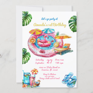 Invitación de cumpleaños del Fiesta de la piscina 