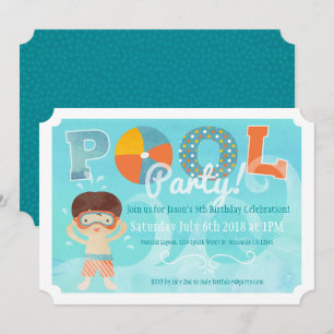 Invitación de cumpleaños del Fiesta de la piscina