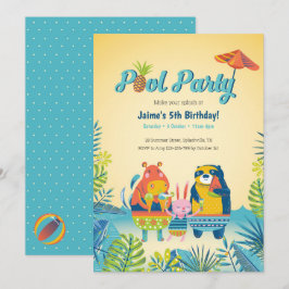 Invitación de cumpleaños del Fiesta de la piscina 