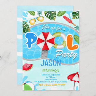 Invitación de cumpleaños del Fiesta de la piscina