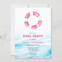Invitación de cumpleaños del Fiesta de la piscina