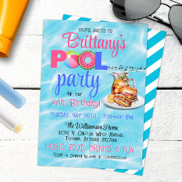Invitación de cumpleaños del Fiesta de la piscina