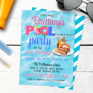 Invitación de cumpleaños del Fiesta de la piscina