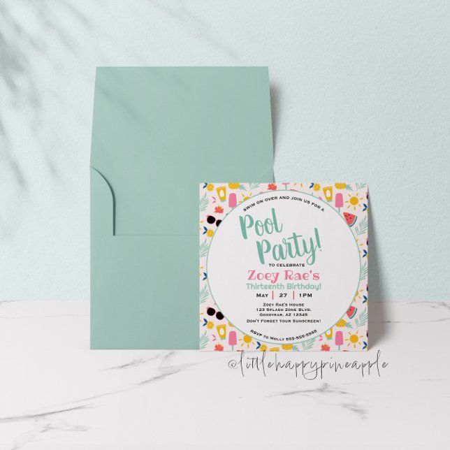 Invitación de cumpleaños del Fiesta de la piscina (Subido por el creador)