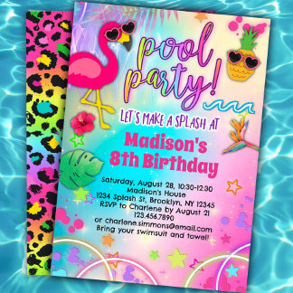 Invitación de cumpleaños del Fiesta de la piscina