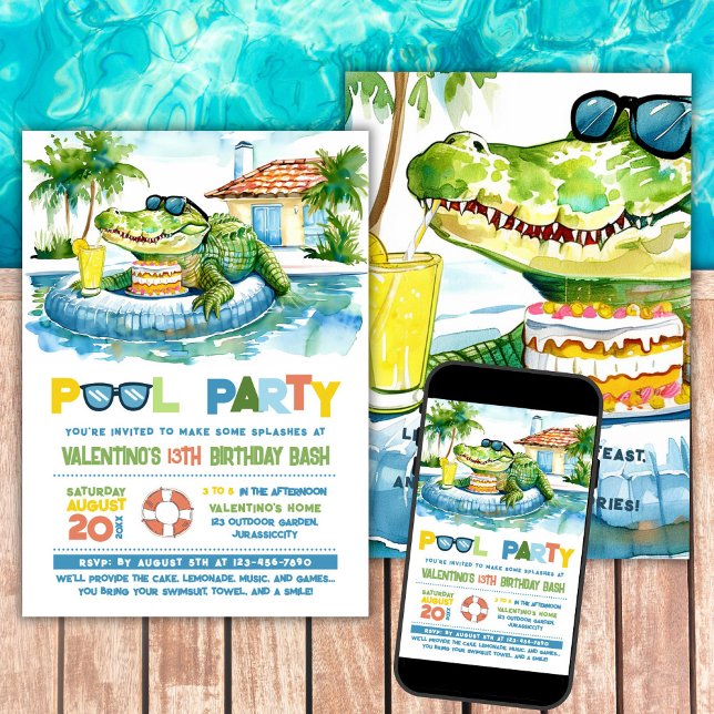 Invitación de cumpleaños del Fiesta de la piscina  (Subido por el creador)
