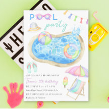 Invitación de cumpleaños del Fiesta de la piscina 