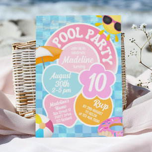Invitación de cumpleaños del Fiesta de la piscina 