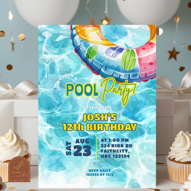 Invitación de cumpleaños del Fiesta de la piscina  (Subido por el creador)