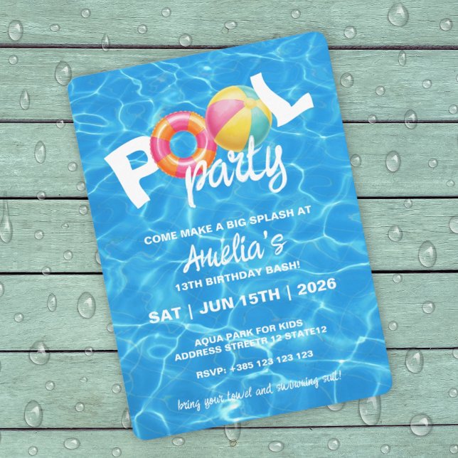 Invitación de cumpleaños del Fiesta de la piscina (Subido por el creador)