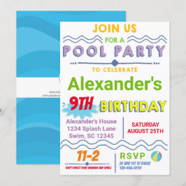 Invitación de cumpleaños del Fiesta de la piscina