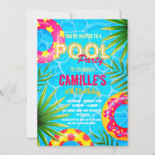 Invitación de cumpleaños del Fiesta de la piscina