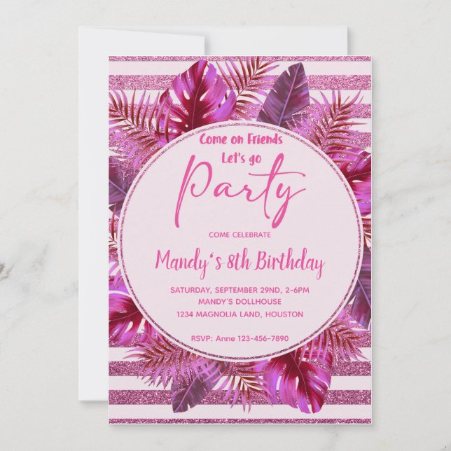 Invitación de cumpleaños del Fiesta de la piscina (Anverso)