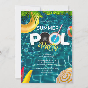 Invitación de cumpleaños del Fiesta de la piscina