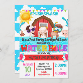 Invitación de cumpleaños del Fiesta de la piscina 