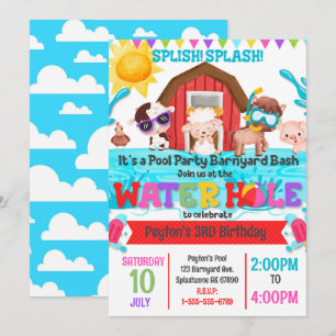 Invitación de cumpleaños del Fiesta de la piscina