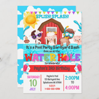 Invitación de cumpleaños del Fiesta de la piscina 
