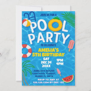 Invitación de cumpleaños del Fiesta de la piscina