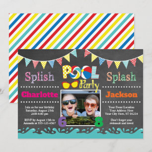 Invitación de cumpleaños del Fiesta de la piscina 