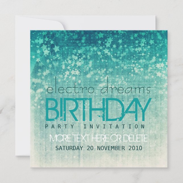 Invitación de cumpleaños del Fiesta de los sueños  (Anverso)