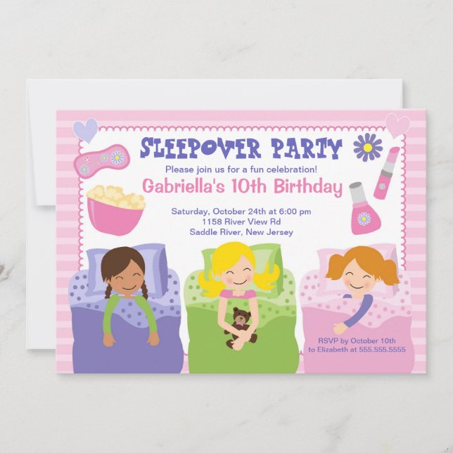 Invitación de cumpleaños del Fiesta de madera rosa (Anverso)