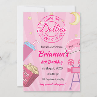 Invitación de cumpleaños del Fiesta de madera rosa