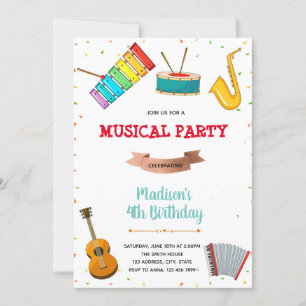 Invitación de cumpleaños del fiesta de música