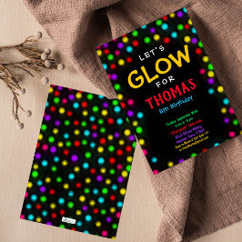 Invitación de cumpleaños del Fiesta de Neón Glow