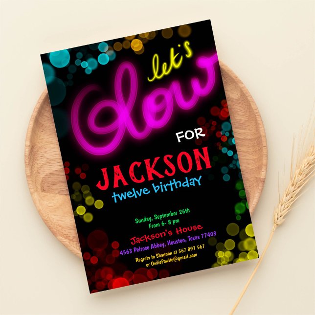 Invitación de cumpleaños del Fiesta de Neón Glow (Subido por el creador)