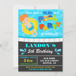 Invitación de cumpleaños del fiesta de piscina Inv