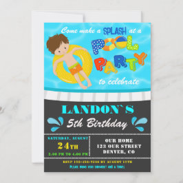 Invitación de cumpleaños del fiesta de piscina Inv