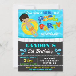 Invitación de cumpleaños del fiesta de piscina Inv