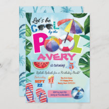 Invitación de cumpleaños del fiesta de piscina par