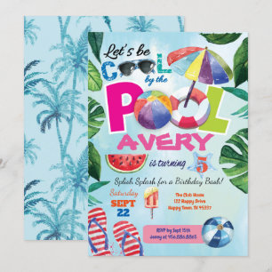 Invitación de cumpleaños del fiesta de piscina par