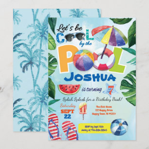 Invitación de cumpleaños del fiesta de piscina par