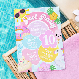 Invitación de cumpleaños del Fiesta de Piscina Ret