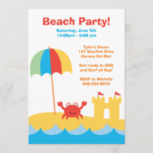 Invitación de cumpleaños del Fiesta de playa