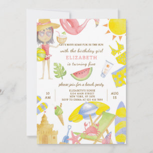 Invitación de cumpleaños del Fiesta de playa