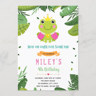 Invitación de cumpleaños del fiesta de ranas princ