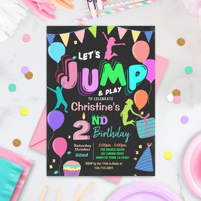 Invitación de cumpleaños del Fiesta de saltos de b (Subido por el creador)
