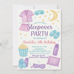 Invitación de cumpleaños del Fiesta de Sleepover c