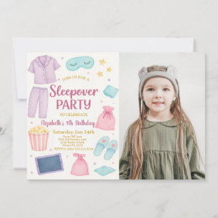 Invitación de cumpleaños del Fiesta de Sleepover c