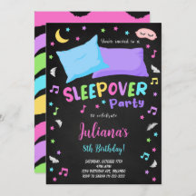 Invitación de cumpleaños del Fiesta de Sleepover N