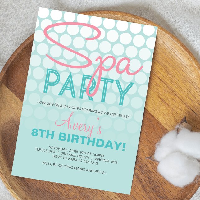Invitación de cumpleaños del Fiesta de spa moderno (Subido por el creador)