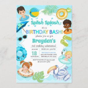 Invitación de cumpleaños del Fiesta de Splash Pool